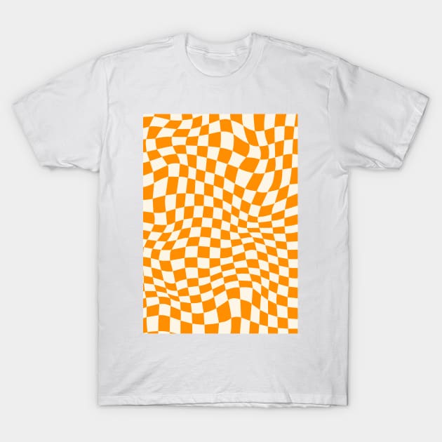 Retro Orange Checkerboard T-Shirt by SturgesC